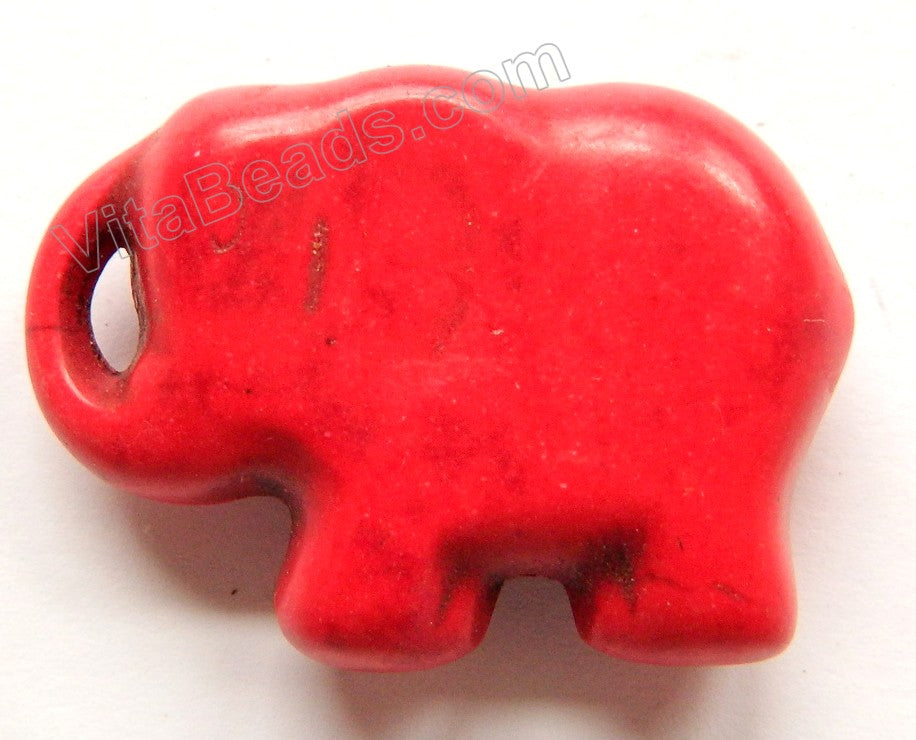 Red Crack Turquoise -  Carved Elephant Pendant