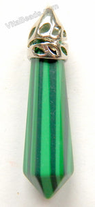 Synthetic Malachite - 6-Side Pendulum Pendant w/ Silver Bail