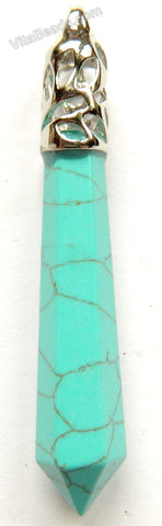 Blue Crack Turquoise - 6-Side Pendulum Pendant w/ Silver Bail