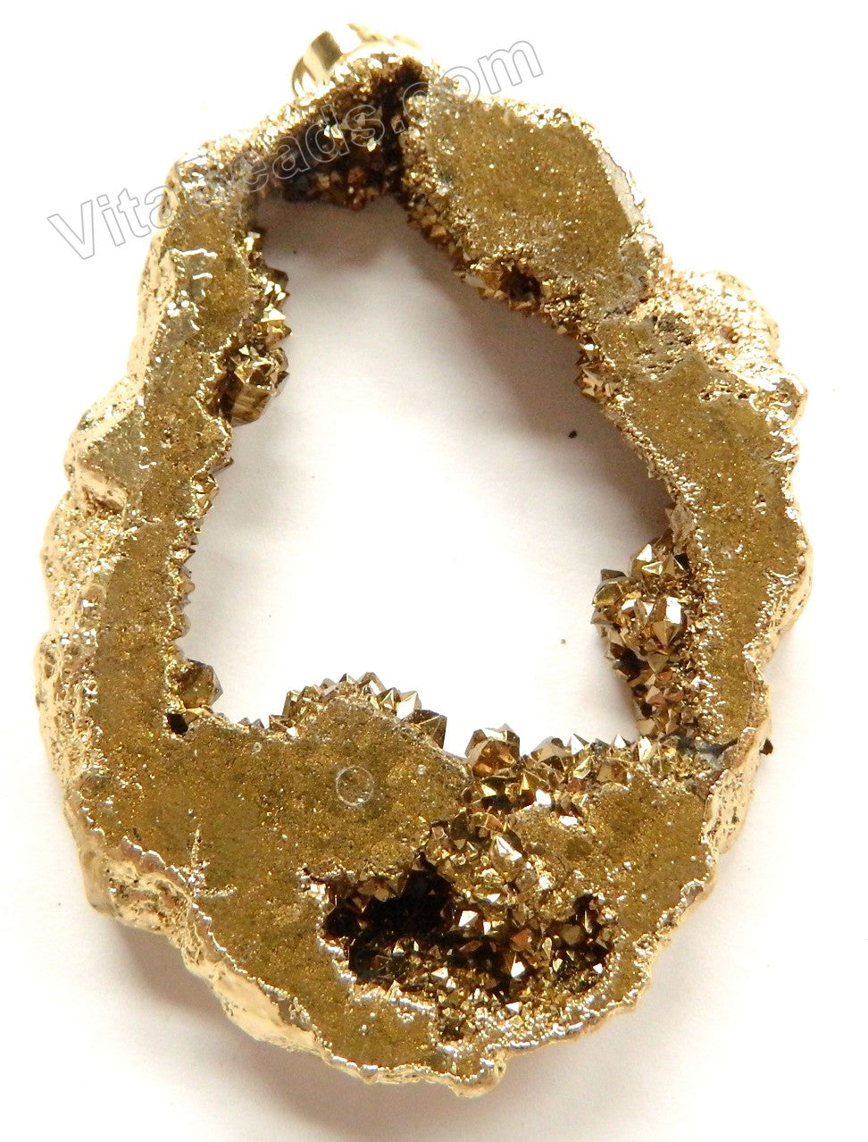 Druzy Crystal Hollow Pendant - Gold - 05 w/ Gold Edge &. Bail