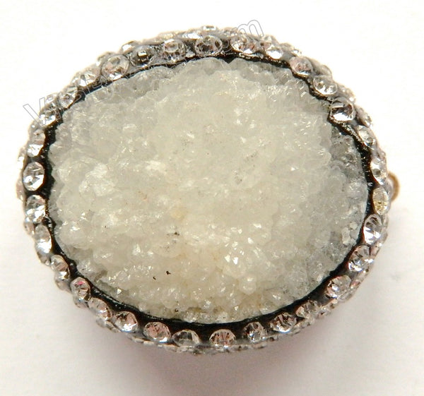 Druzy Marcasite Connector Snow Crystal w/ Silver Edge