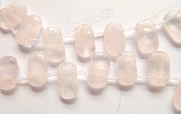 Rose Quartz Light  -  Smooth Puff Rectangles Top Drilled  16"