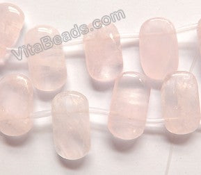 Rose Quartz Light  -  Smooth Puff Rectangles Top Drilled  16"