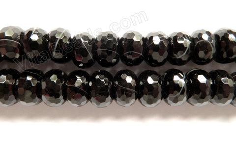 Black Sardonix Agate  -  Big Faceted Rondel  16"    10 x 16mm