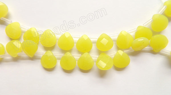 Olive Jade A  -  11x12x5mm Faceted Flat Briolette  16"