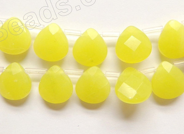 Olive Jade A  -  11x12x5mm Faceted Flat Briolette  16"