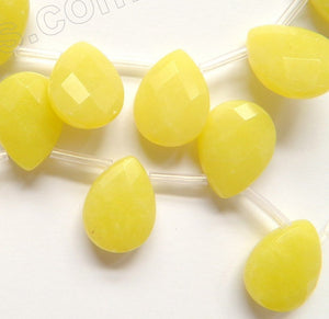 Olive Jade A - 15x20mm Faceted Flat Briolette 16"