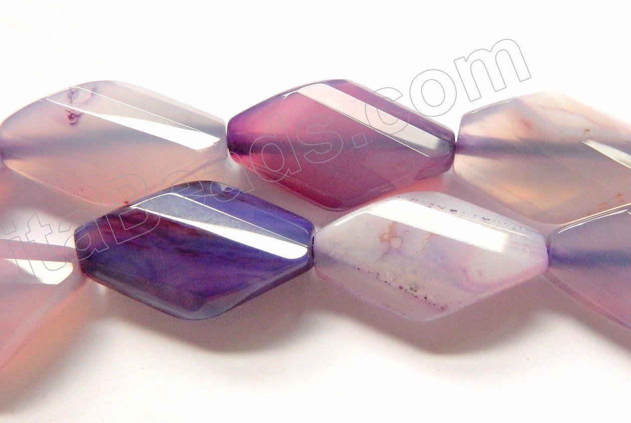 Light Purple Sardonix Agate  -  Twist Faceted Diamond  16"
