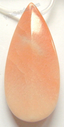 2 Side Faceted Long Drop Pendant - Pink Brazilian Jasper