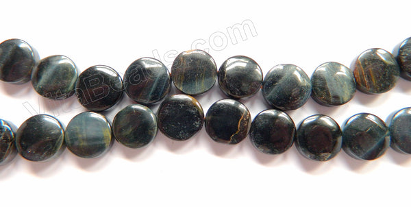 Blue Tiger Eye AA  -  Puff Coins  16"