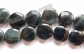 Blue Tiger Eye AA  -  Puff Coins  16"