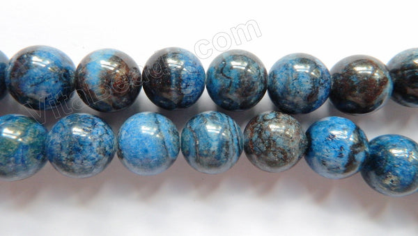 Dyed Blue Zebra Jasper  -  Big Smooth Round Beads  16"