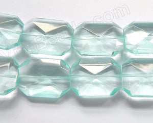 Aqua Crystal  -  Big Faceted Rectangles  16"