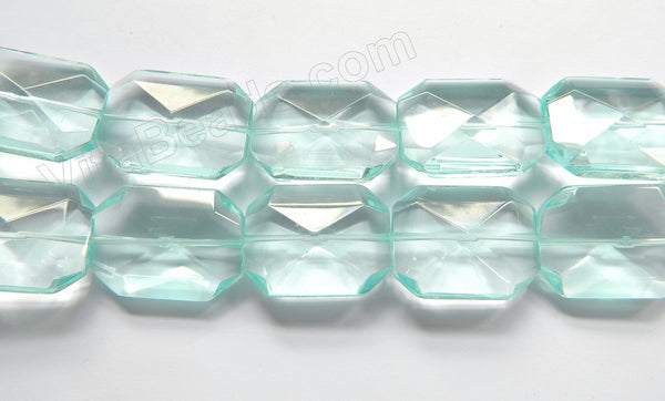 Aqua Crystal  -  Big Faceted Rectangles  16"