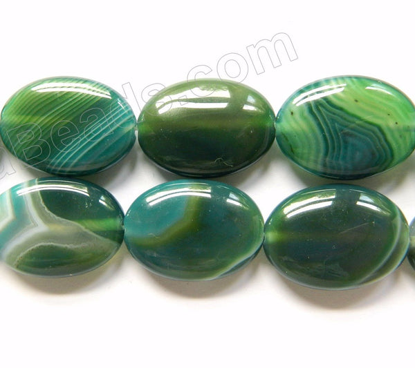 Dark Green Sardonix Agate  -  Puff Ovals  16"