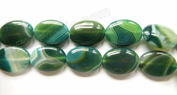 Dark Green Sardonix Agate  -  Puff Ovals  16"