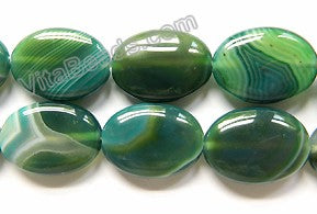 Dark Green Sardonix Agate  -  Puff Ovals  16"