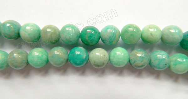 Mixed Russia Amazonite  -  Smooth Round Beads  16"     9.5 mm