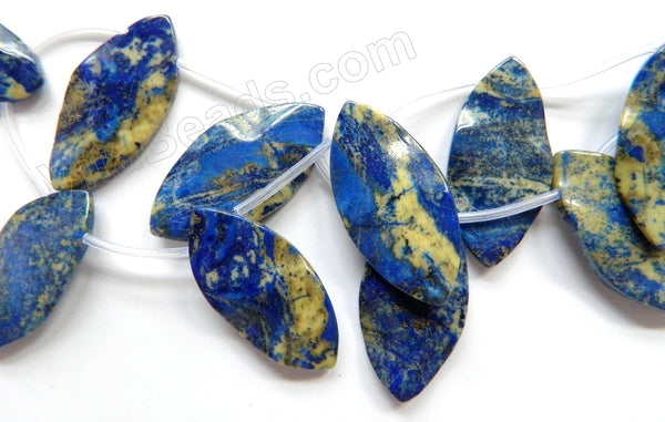 Lapis Lazuli w/ Yellow  -  Top Drilled Wave Marquise  16"