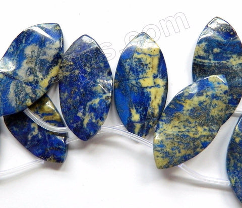 Lapis Lazuli w/ Yellow  -  Top Drilled Wave Marquise  16"