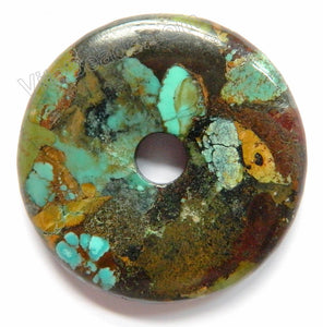 Smooth Pendant - Donut Chinese Turquoise w/ Brown