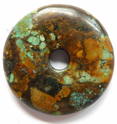 Smooth Pendant - Donut Chinese Turquoise w/ Brown