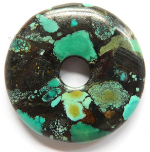 Smooth Pendant - Donut Chinese Turquoise w/ Black