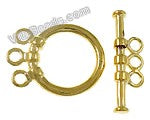 Brass Toggle - Gold Plated 3 Strands Design