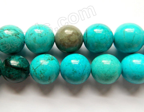 Mixed Blue Chinese Turquoise AAA (Natural)  -  Smooth Round  16"