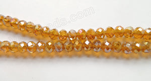 Amber Crystal Qtz AB Coated  -  Faceted Rondel   16"     6 x 8 mm
