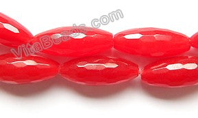 Red Jade  -  Faceted Long Rice  15"