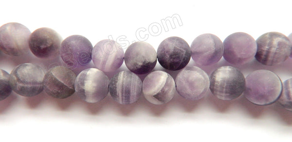 Frosted Sage Amethyst  -  Smooth Round Beads  15"