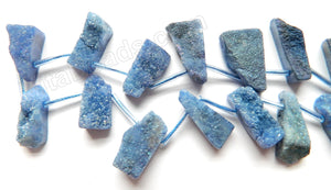 Blue Druzy Crystal  -  Top Drilled Long Drop Sticks  16"    Approximate 10 x 20 mm