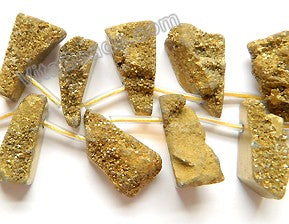 Gold Druzy Crystal  -  Top Drilled Long Drop Sticks  16"    Approximate 10 x 20 mm