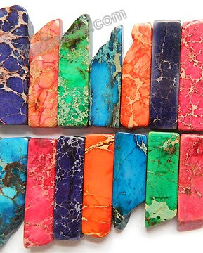 Mixed Impression Jasper  -  Graduated Top-drilled Long Rectangle Slabs  16"     10 x 15 mm to 10 x 50 mm