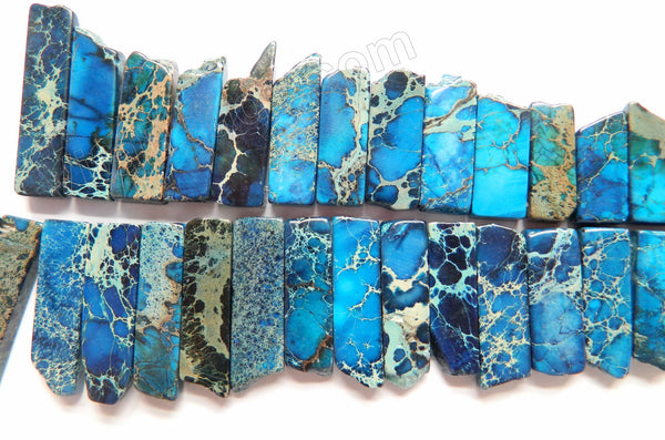 Sapphire Impression Jasper  -  Graduated Top-drilled Thin Long Rectangle Slabs  16"