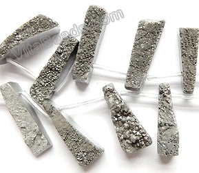 Silver Druzy Crystal  -  Top Drilled Long Drop Sticks  16"