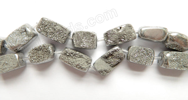 Silver Druzy Crystal  -  Free Form Cubes  16"