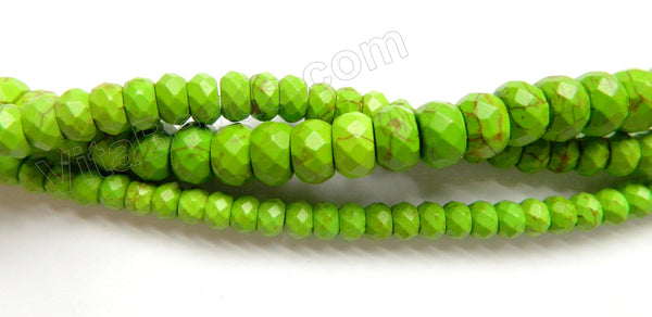 Bright Green Crack Turquoise  -  Faceted Rondel  16"