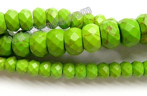 Bright Green Crack Turquoise  -  Faceted Rondel  16"