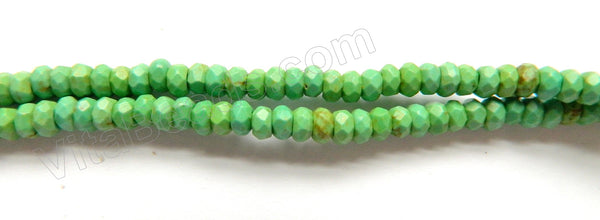 Bright Green Crack Turquoise  -  Faceted Rondel  16"     4 x 2 mm