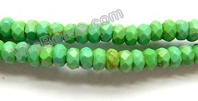 Bright Green Crack Turquoise  -  Faceted Rondel  16"     4 x 2 mm