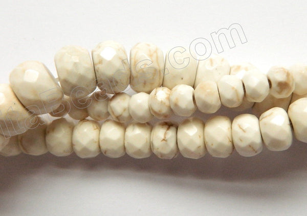 Ivory Cracked Turquoise -  Faceted Rondels  16"