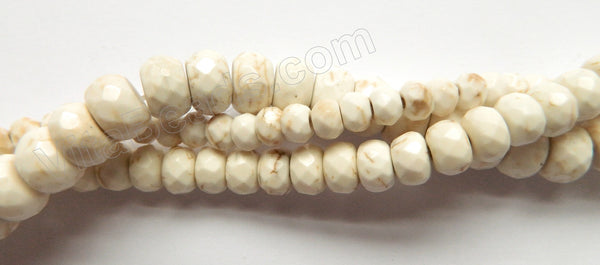 Ivory Cracked Turquoise -  Faceted Rondels  16"