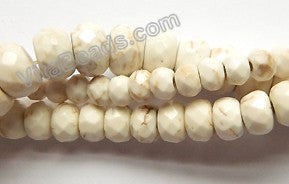 Ivory Cracked Turquoise -  Faceted Rondels  16"