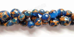 Blue Prase Pyrite AA  -  Faceted Round  16"