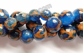 Blue Prase Pyrite AA  -  Faceted Round  16"