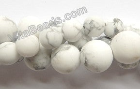 Frosted Howlite White  -  Smooth Round  16"