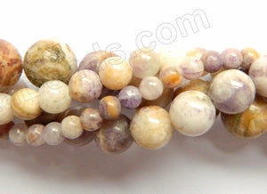 Flower Sugilite  -  Smooth Round Beads  16"