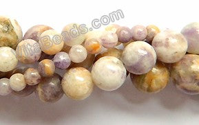 Flower Sugilite  -  Smooth Round Beads  16"